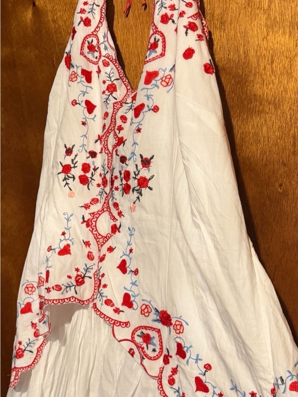 Free People Valenciana Midi Dress L Ivory Red Embroidered NWOT $248 Retail - Picture 2 of 6
